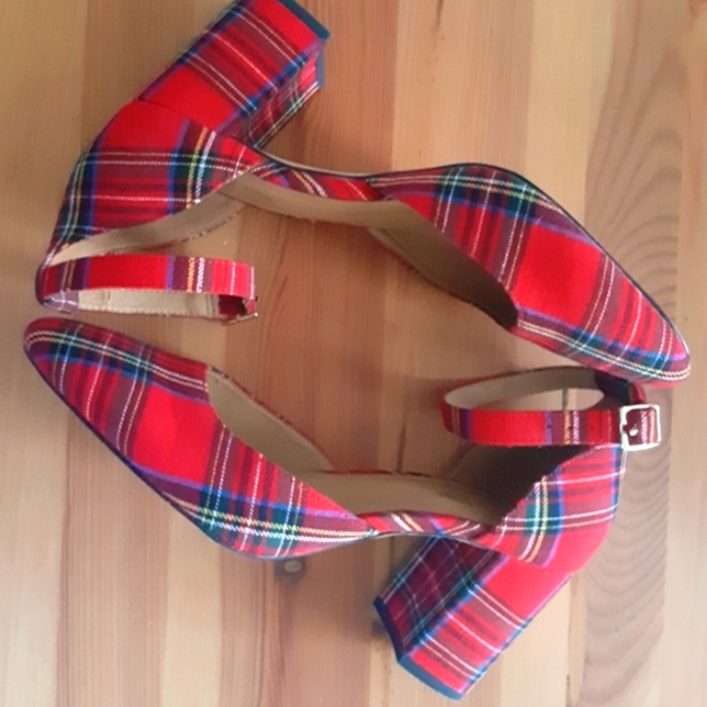 J.Crew Tartan Plaid Strappy Women's Heels Shoes Pumps - Picture 3 of 12